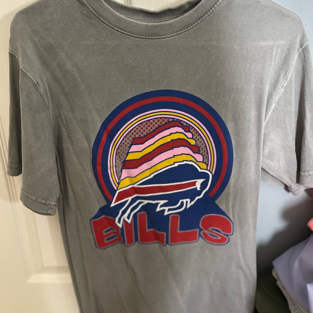 Gray Graphic T-Shirt with Colorful Logo